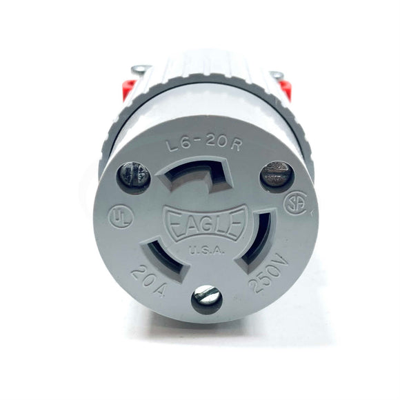 L620C Eagle Locking Connector, 20A, 250V, 2-Pole, NEMA L6-20R, Gray