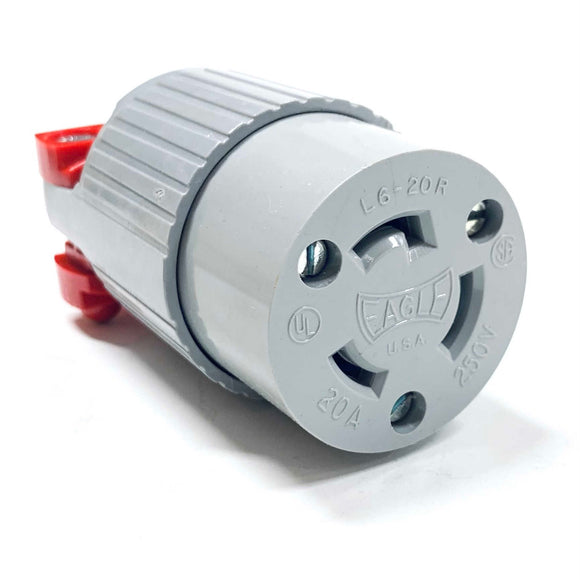 L620C Eagle Locking Connector, 20A, 250V, 2-Pole, NEMA L6-20R, Gray