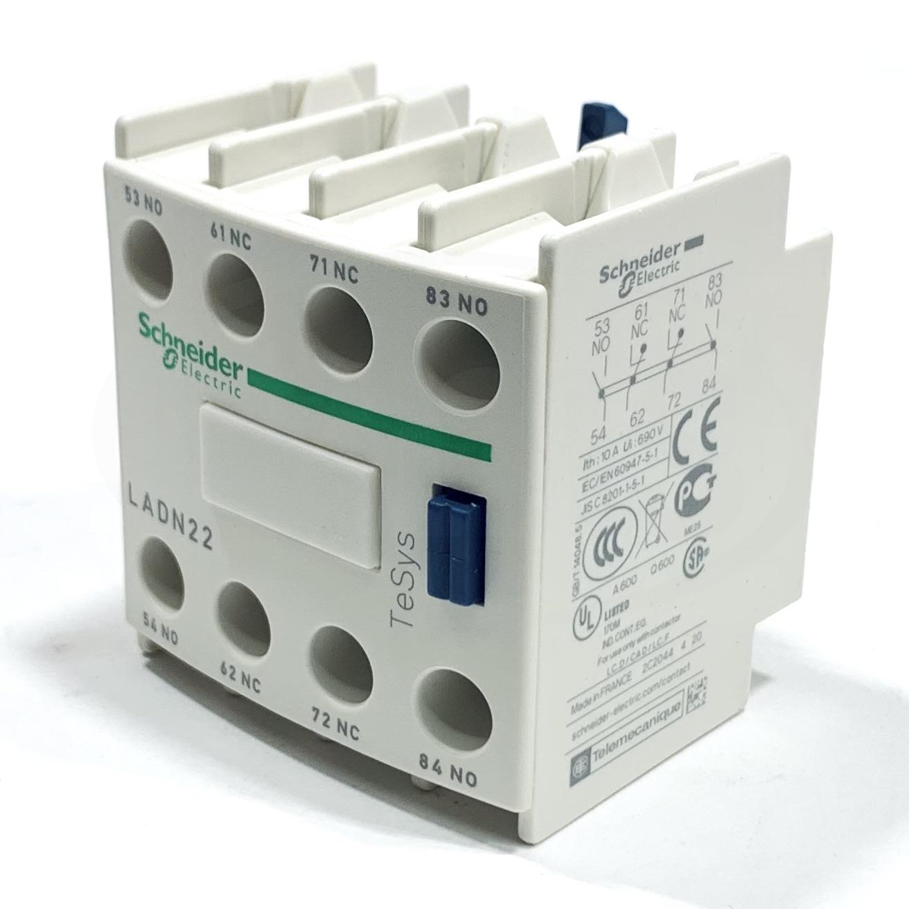 LADN22 Schneider Electric Auxiliary Contact Block 2NO-2NC, Screw Term - 0