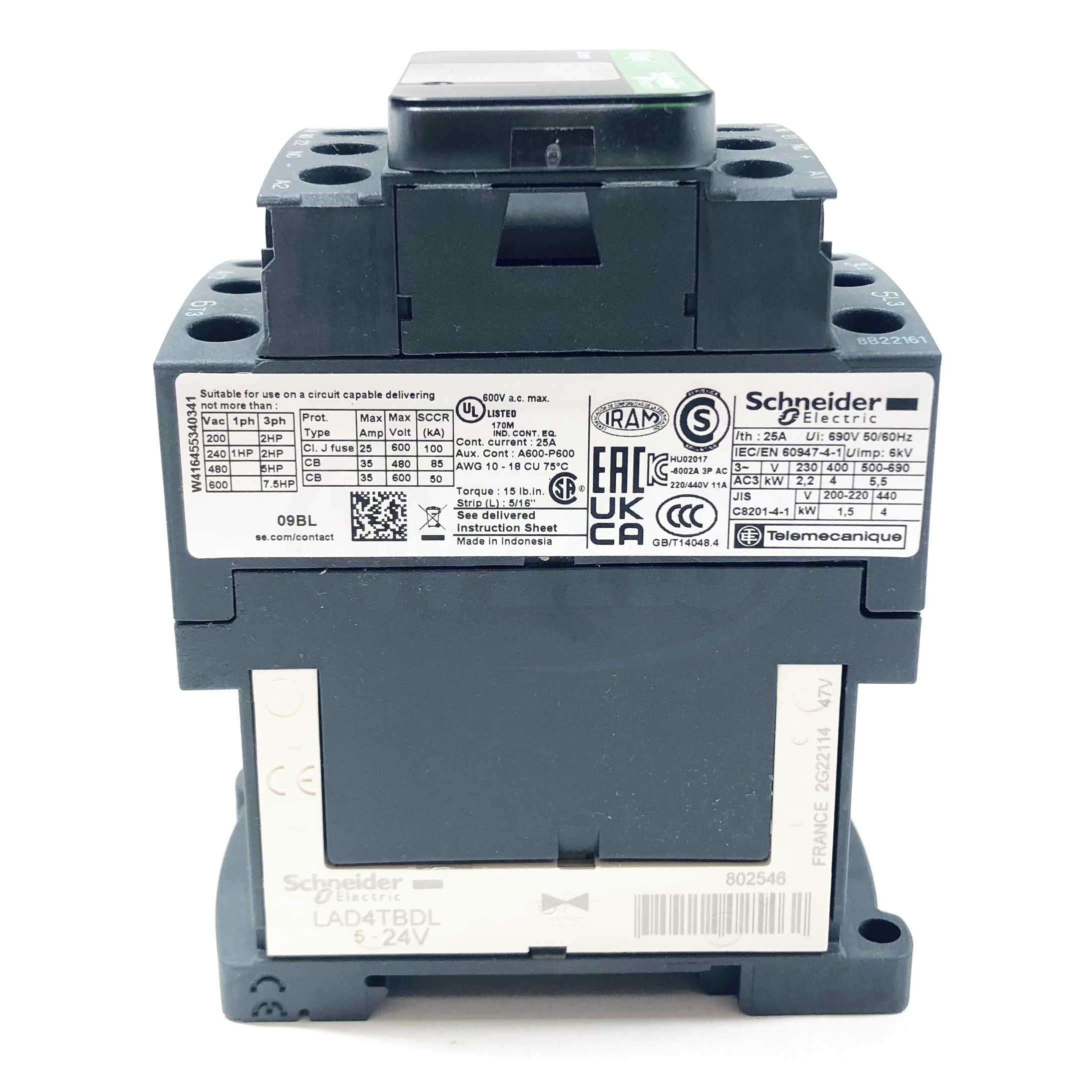 LC1D09BL Schneider Electric 3-Pole Contactor, 24V Coil