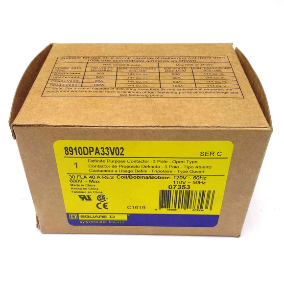 8910DPA33V02 Square D Definite Purpose Contactor