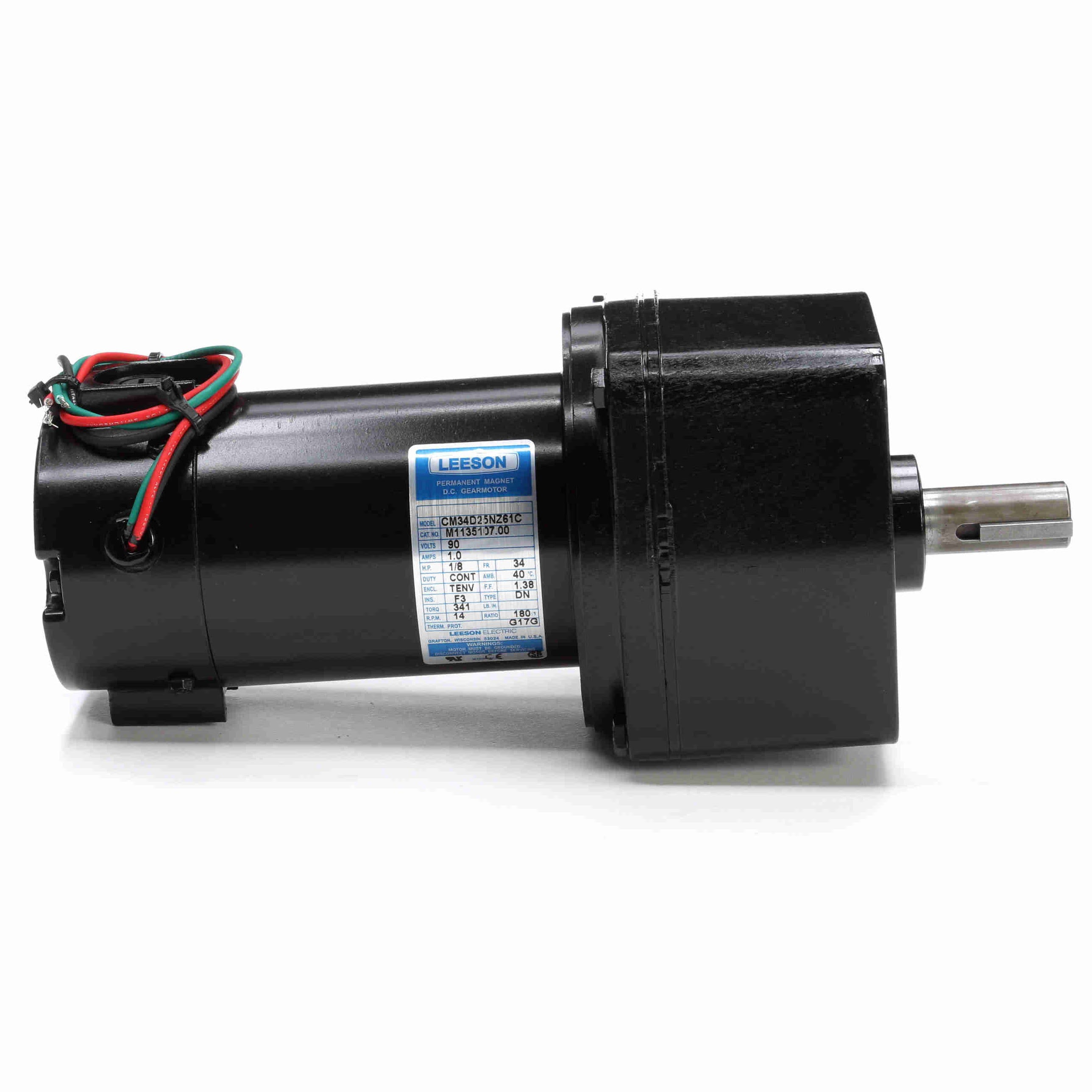 M1135107.00 Leeson 0.13HP Parallel Shaft DC Gearmotor, 14 RPM - 0