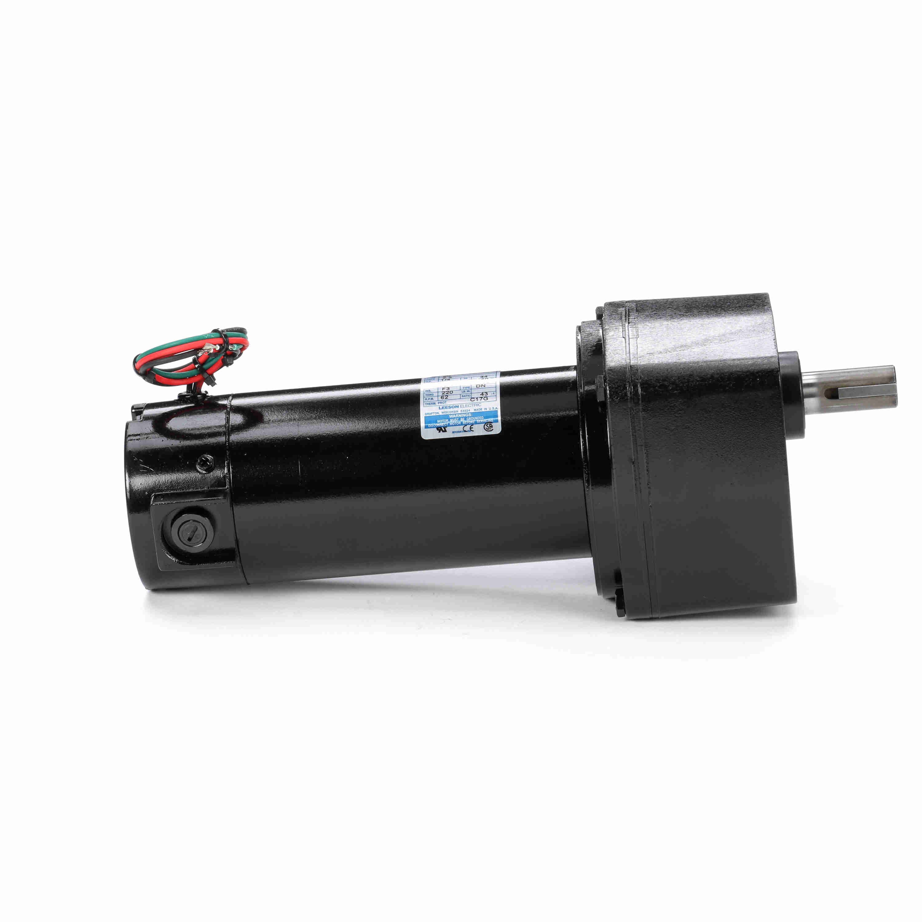 M1135110.00 Leeson 1/4HP Parallel Shaft DC Gearmotor, 62 RPM, 220 lb-in