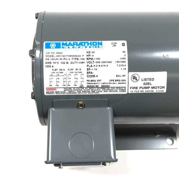 M360 Marathon HP 3-2, 1730/1430 RPM, 3 Phase, 60/50HZ, Motor