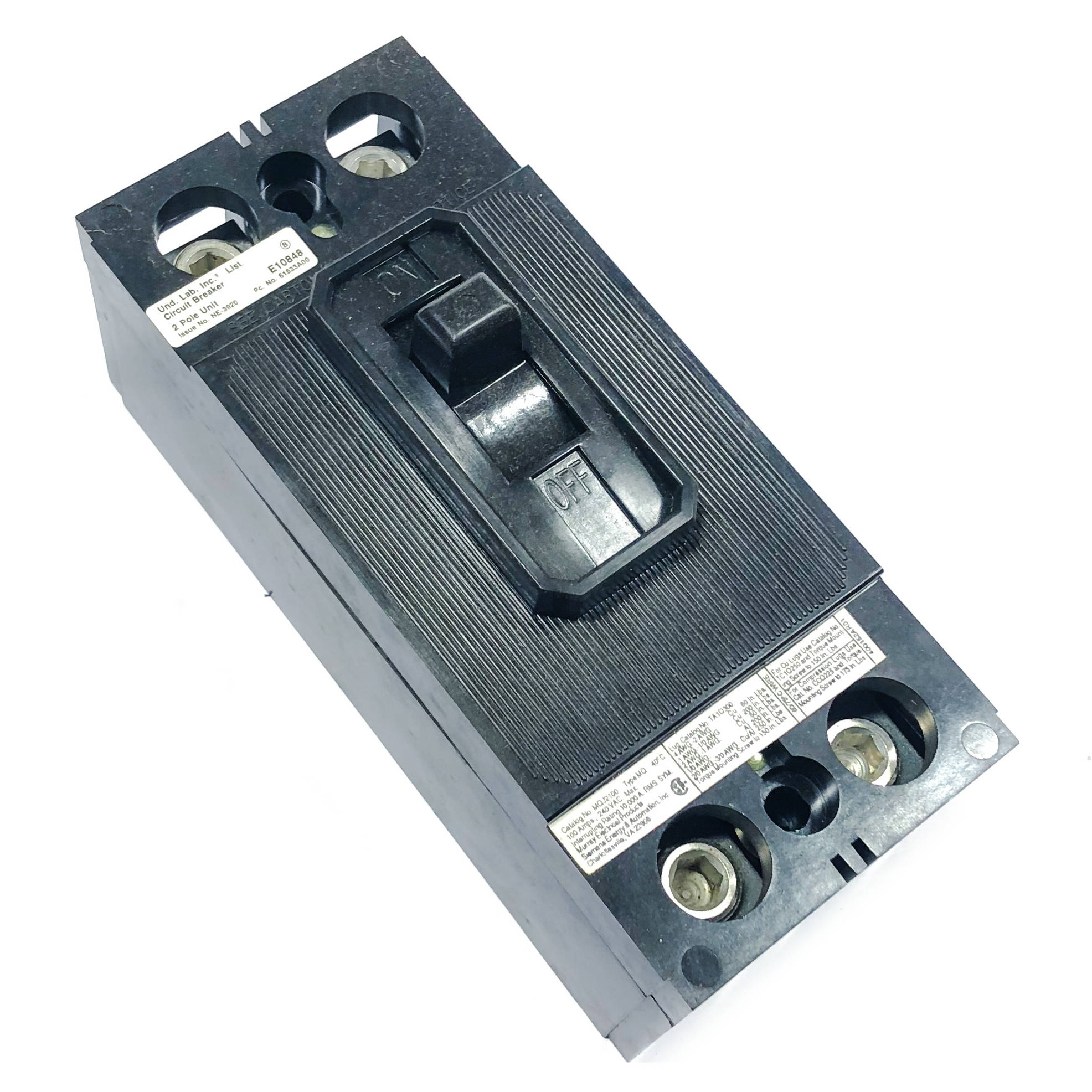 MQJ2100 Murray Circuit Breaker, 100 Amp, 2-Pole