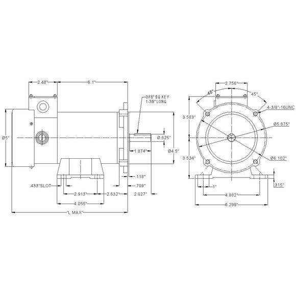 MT-034 WEG 1HP Permanent Magnet DC Electric Motor, 1750RPM