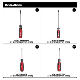 MT200-4 Milwaukee Cushion Grip 4-Piece Screwdriver Kit