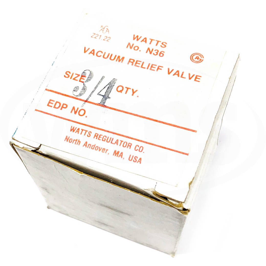 N36 Watts Water Service Vacuum Relief Valve, Size: 3/4, 15 PSI/200 PSI, Brass