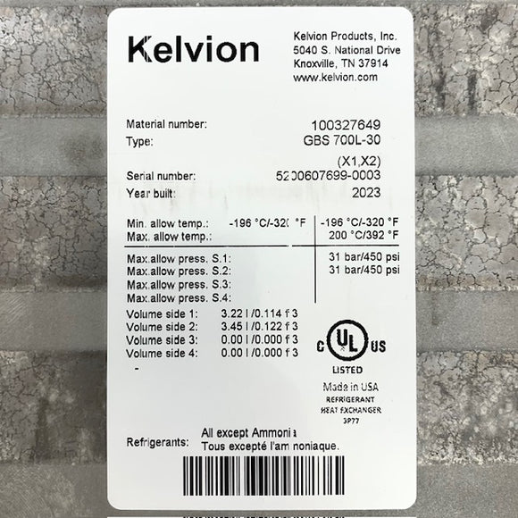 GBS700L-30 Kelvion Brazed Plate Heat Exchanger