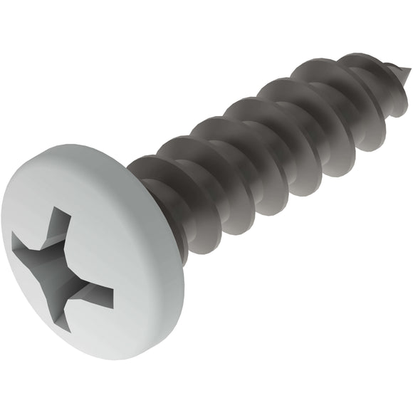 69481 Midwest #8 x 1/2" White Head Stainless Steel Window Screw