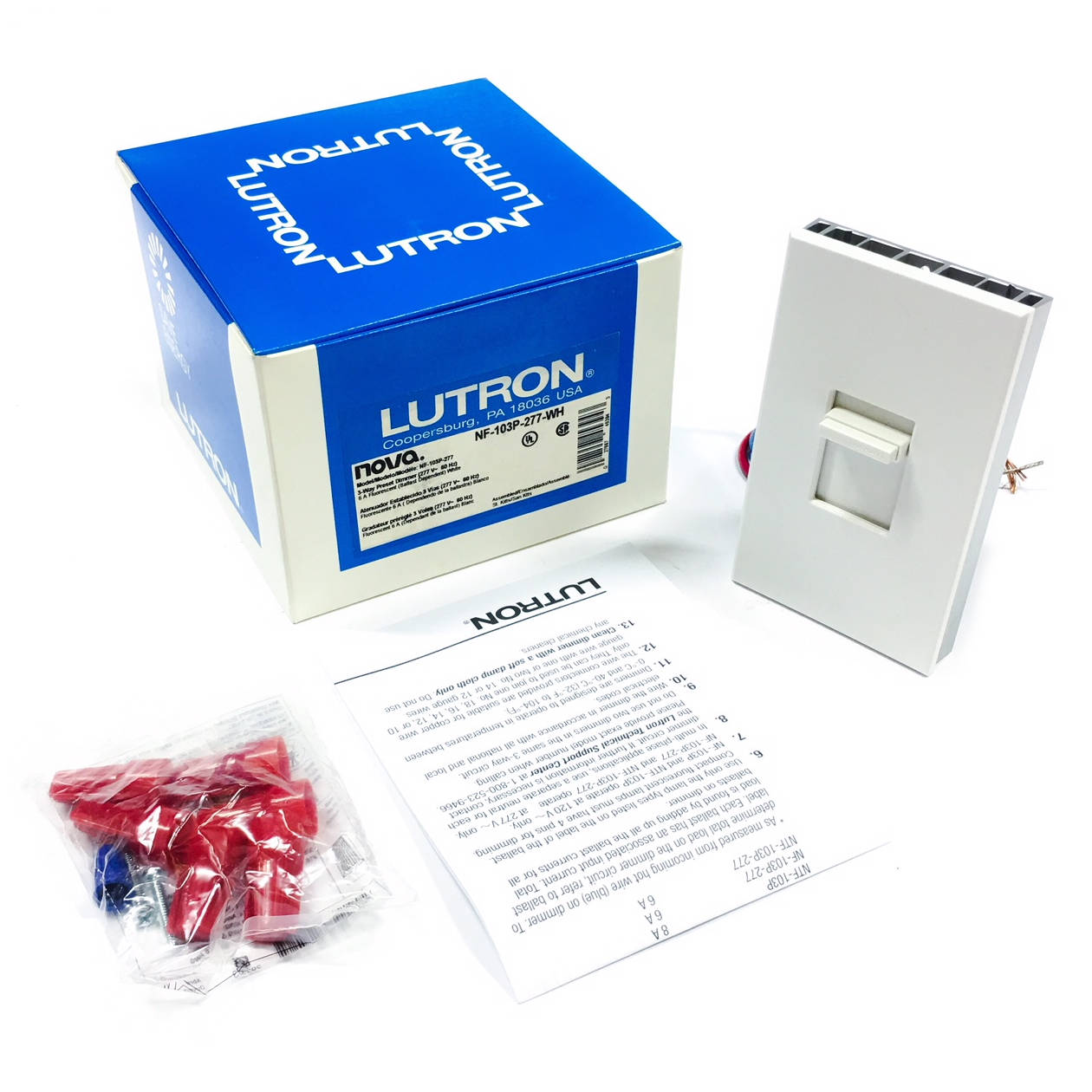 NF-10-277-WH Lutron Nova 277V 8A Dimmer, White