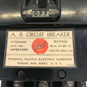 NF631050 FPE Circuit Breaker, 50 Amp 600VAC
