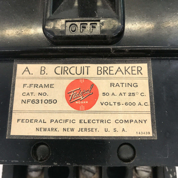 NF631050 FPE Circuit Breaker, 50 Amp 600VAC