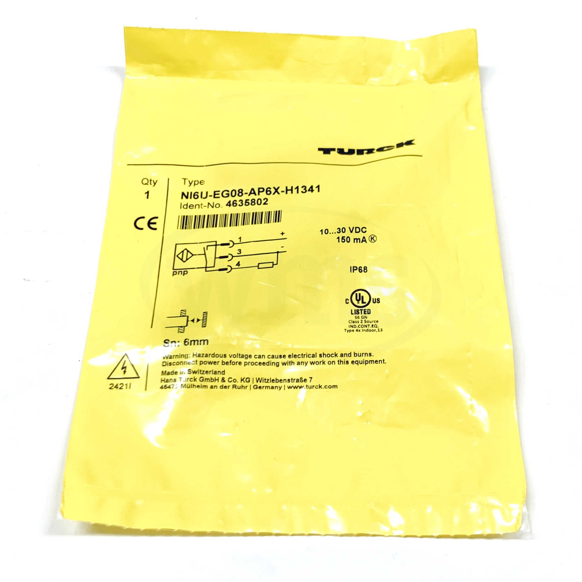 NI6U-EG08-AP6X-H1341 Turck Inductive Proximity Sensor - 0