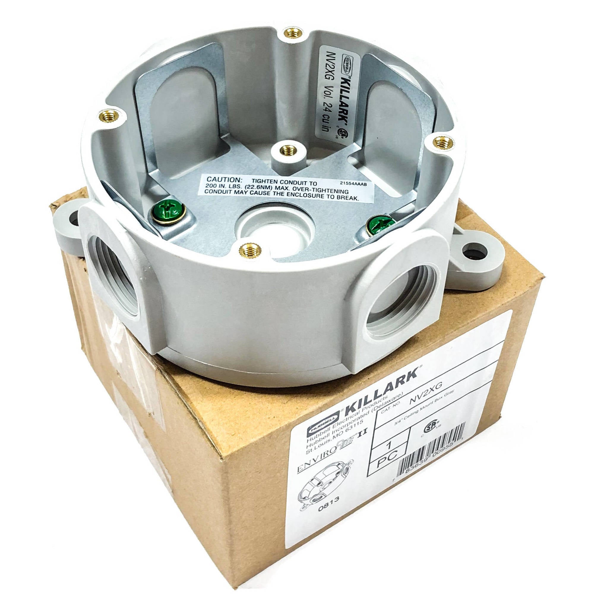 NV2XG Hubbell 3/4" Ceiling Mounting Box, Gray, Non-Metallic Utility Light - 0