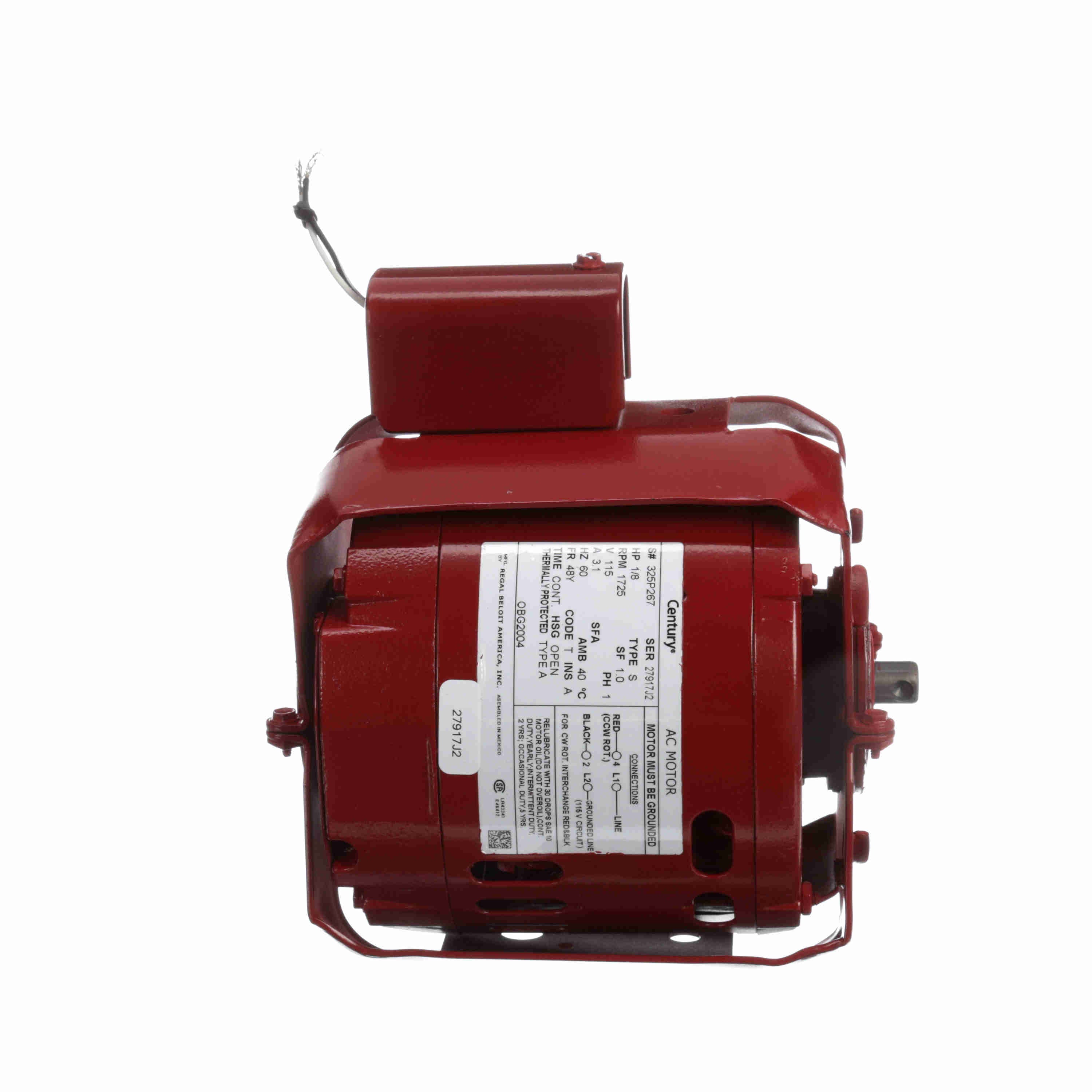 OBG2004 Century 1/8HP Circulator Pump Electric Motor, 1725RPM - 0