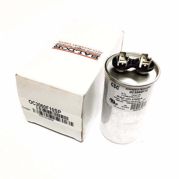 OC3060F10SP Baldor Run Capacitor, 60 uF, 370 VAC