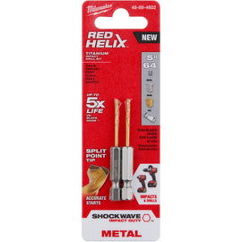 48-89-4602 Milwaukee SHOCKWAVE RED HELIX Titanium Drill Bit, 5/64"