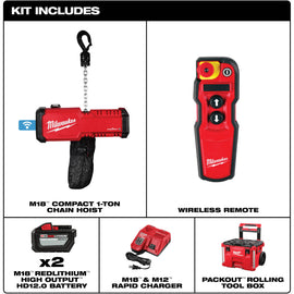 2983-22HD Milwaukee M18 Compact 1-Ton Chain Hoist with ONE-KEY