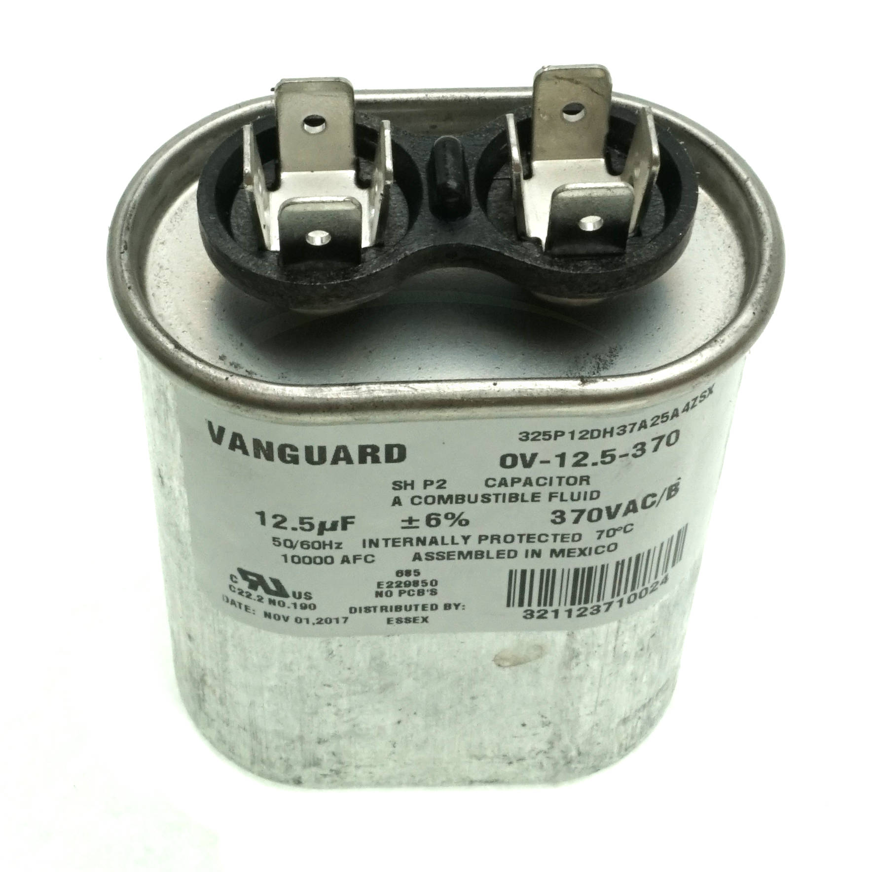OV-12.5-370 Vanguard Capacitor, 370 Vac, 12.5 µF - 0