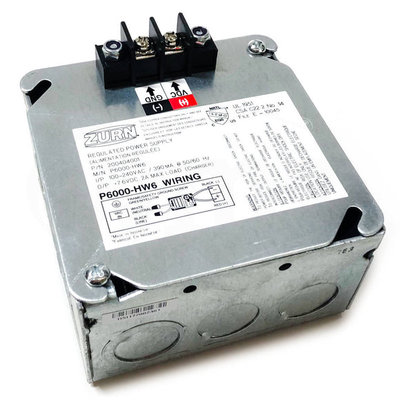 P6000-HW6 Zurn Regulated Power Supply, 7.6VDC 2 Amps Output