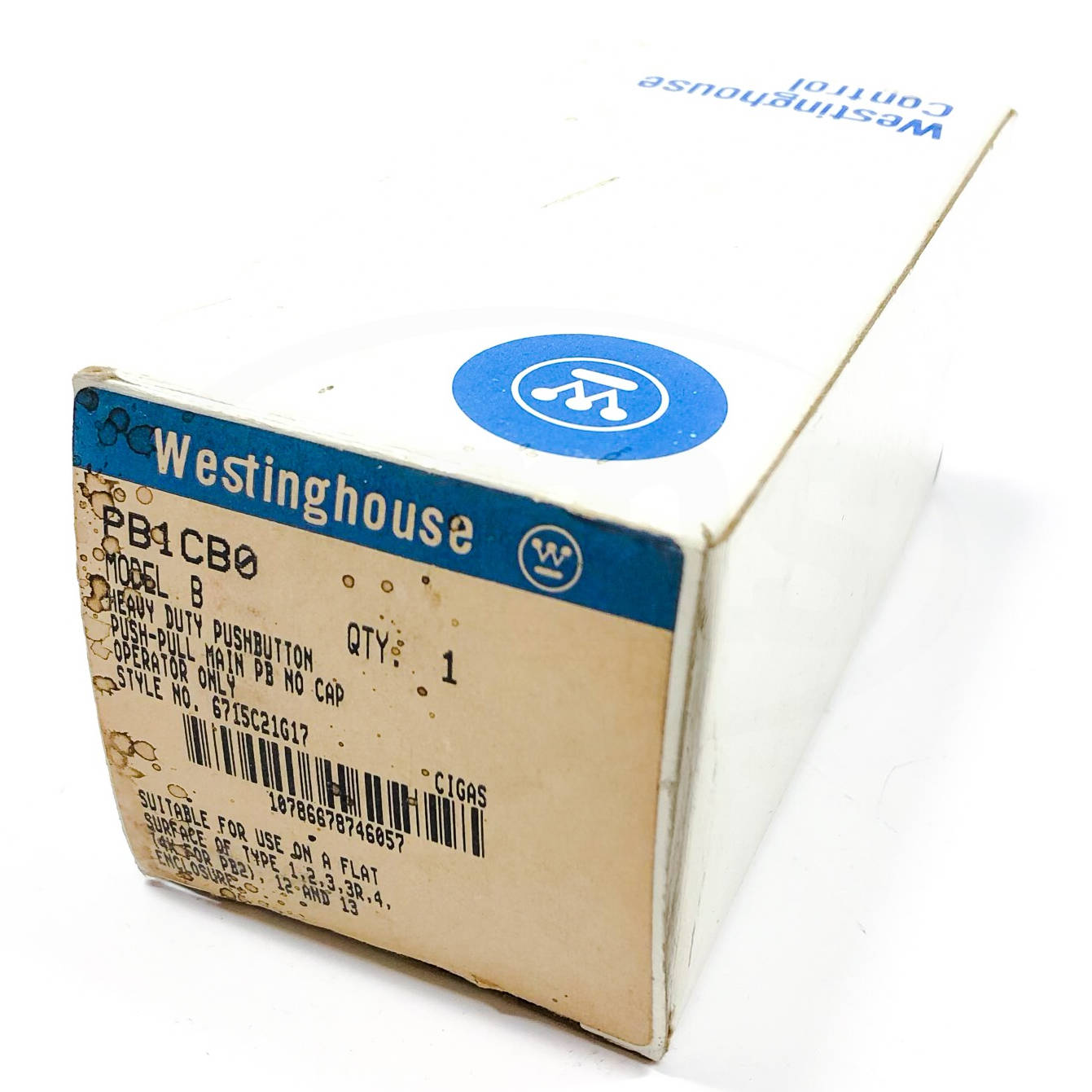 PB1CB0 Westinghouse Heavy Duty Pushbutton, Model B, Push-Pull, Style: 6715C21G17