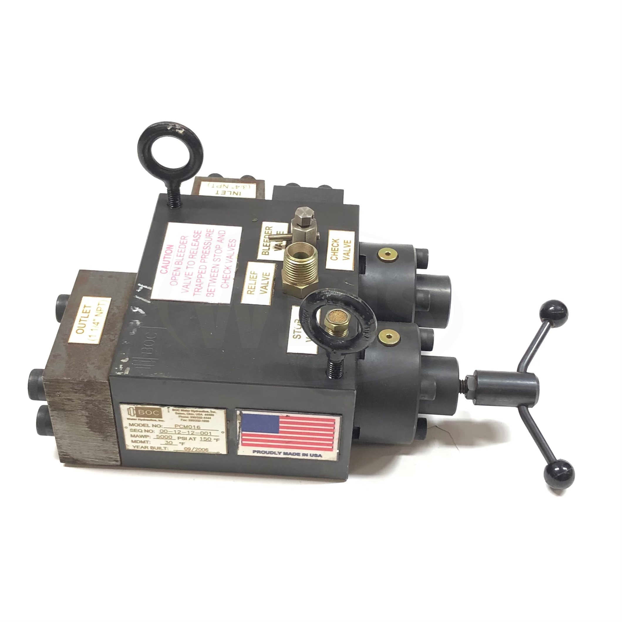 PCM016 BOC Valve, MAWP: 5000 PSI At 150*F, MDMT: 30 *F