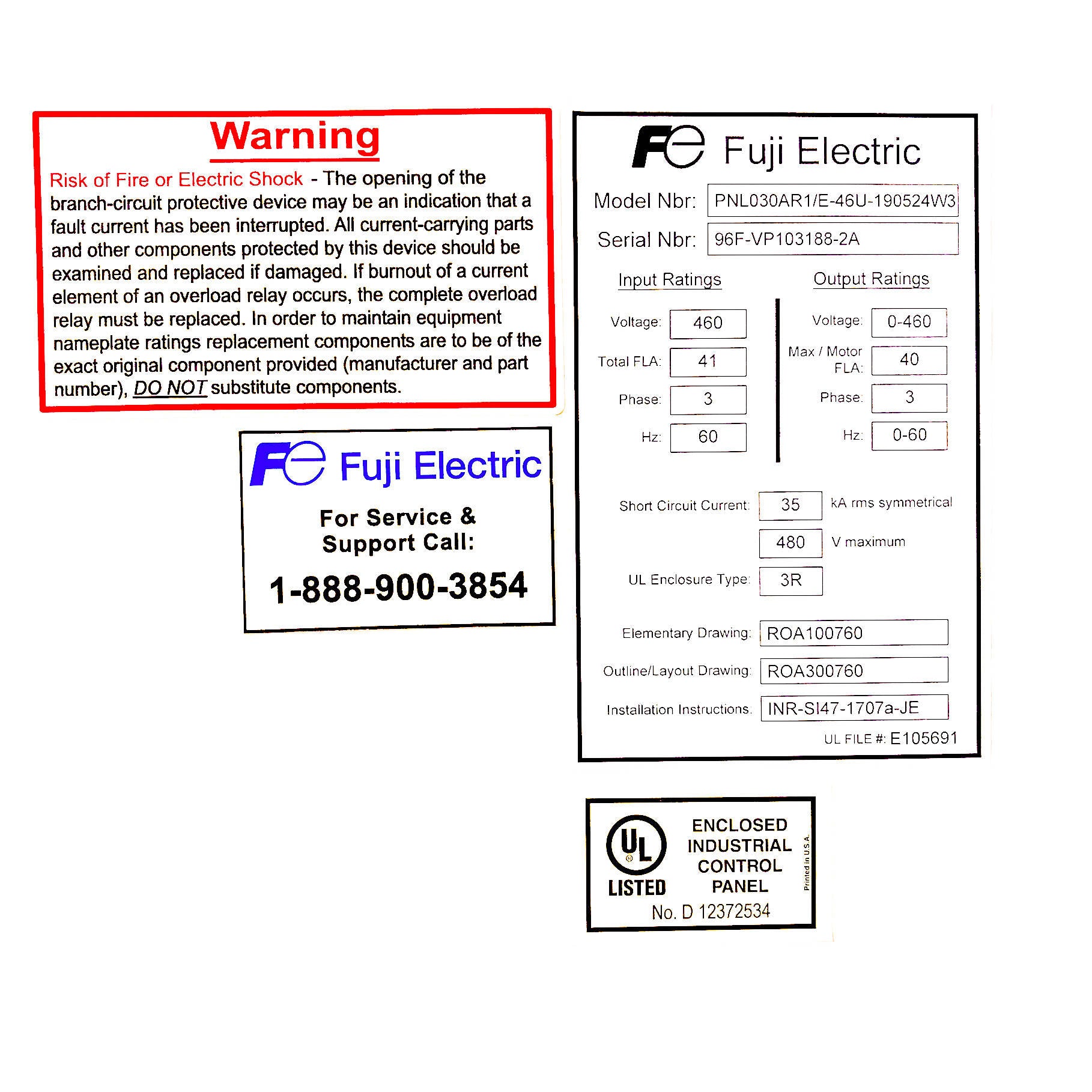 PNL030AR1/E-46U-190524W3 Fuji Electric 30HP Eco-Pump Enclosed VFD, 460VAC - 0