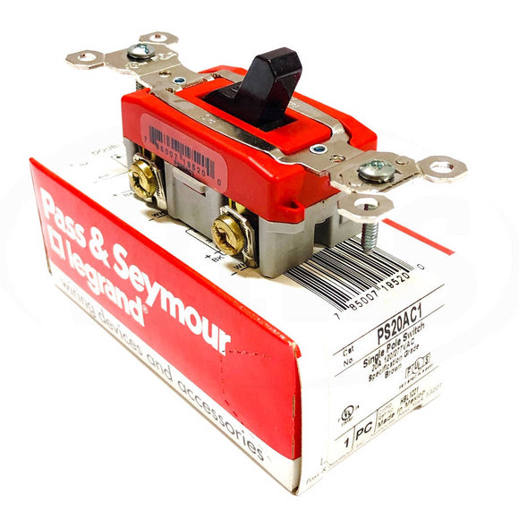 PS20AC1 Pass & Seymour Single Pole Switch, Toggle Switch, 20A, 120/277VAC, Brown