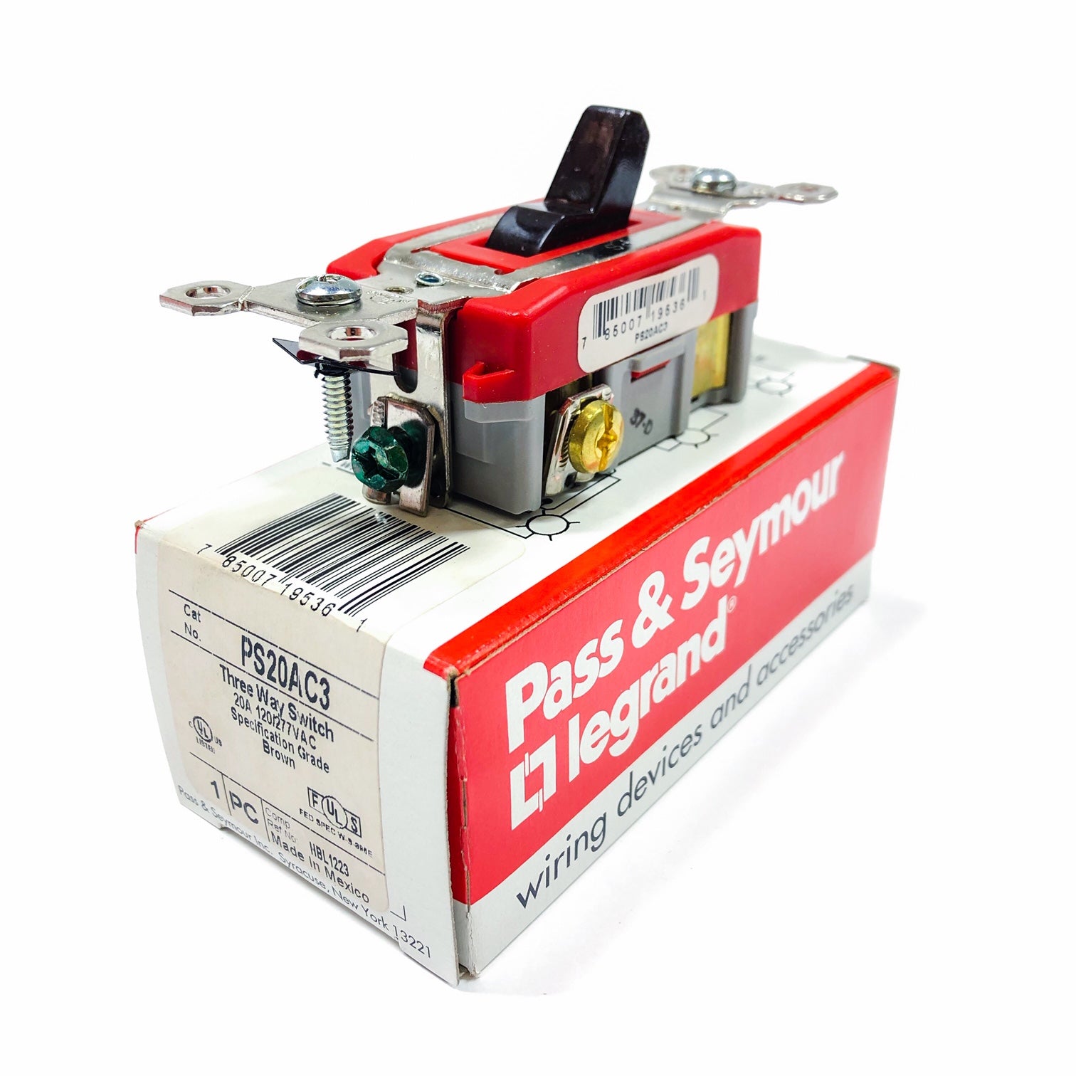 PS20AC3 Pass & Saeymour Three Way Switch, Red/Brown - 0
