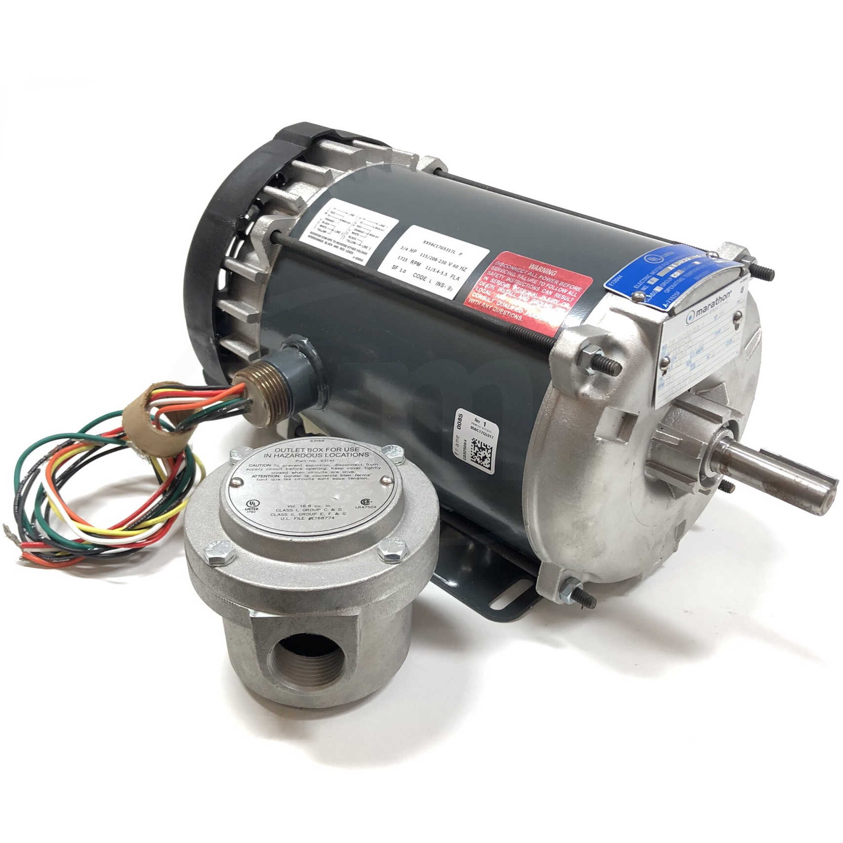 G654A Marathon 1/2HP Explosion Proof Electric Motor, 1800RPM | Witmer ...