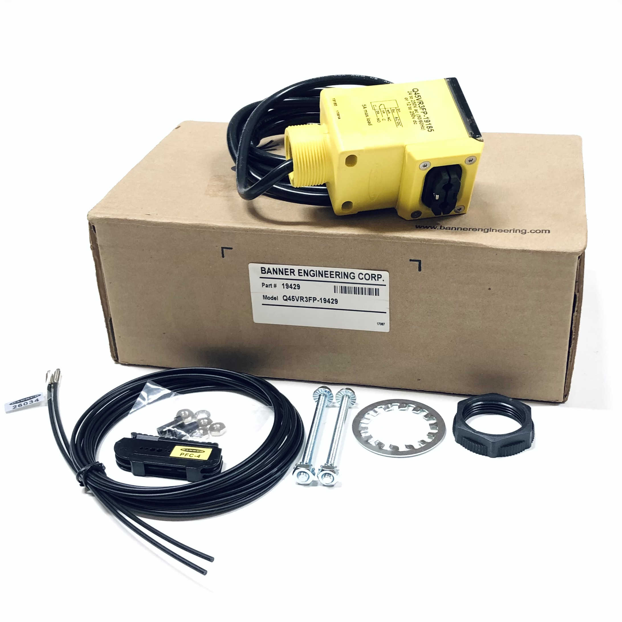 Q45VR3FP-19429 Banner Engineering Photoelectric Fiber Optic Sensor, 19429