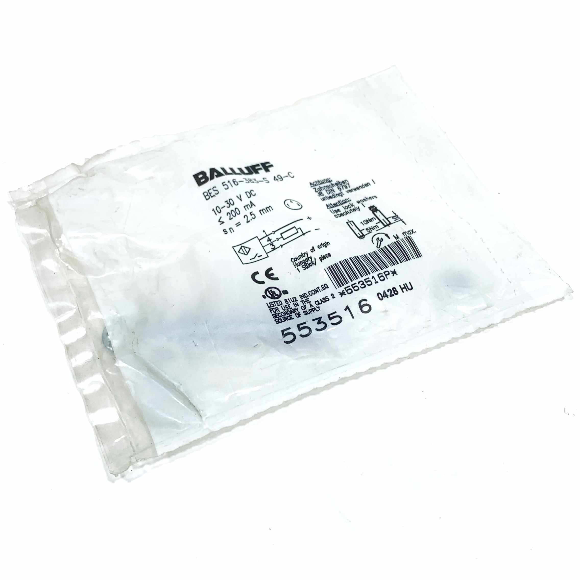 BES 516-383-S 49-C Inductive Proximity Sensor, 10-30VDC | Witmer Motor ...
