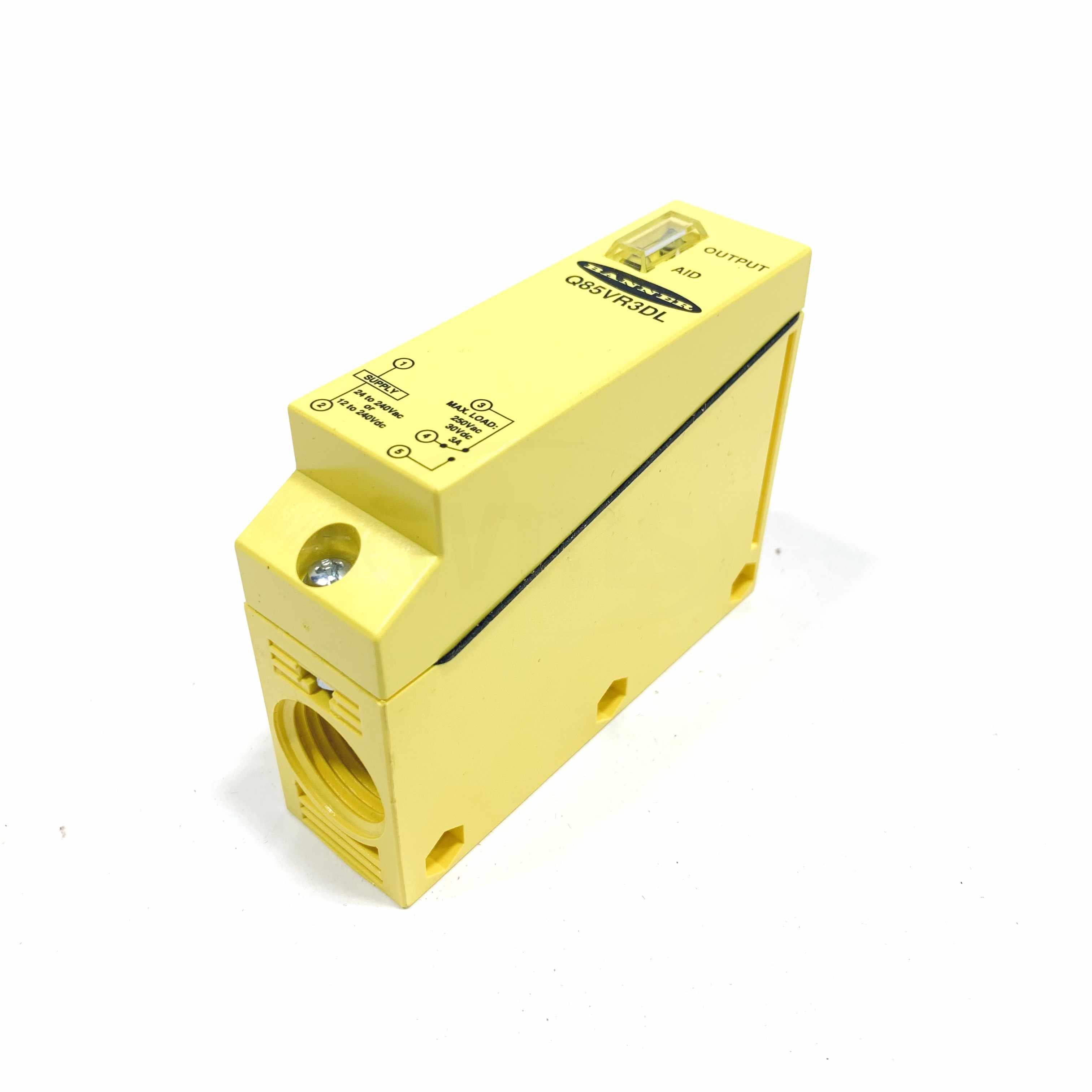 Q85VR3DL Banner Photoelectric Diffuse Sensor, 2-240 V dc / 24-240 Vac
