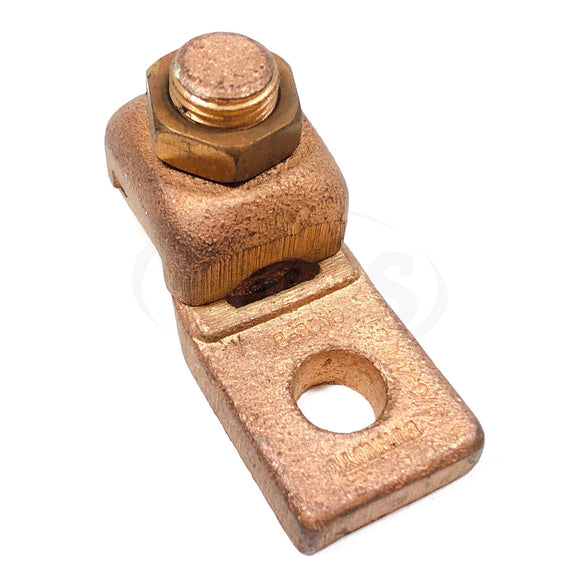 QA28-B Burndy Copper Terminal, Heavy Duty, 1 Hole, 3/0-4/0 AWG (Str), 3/8" Stud,