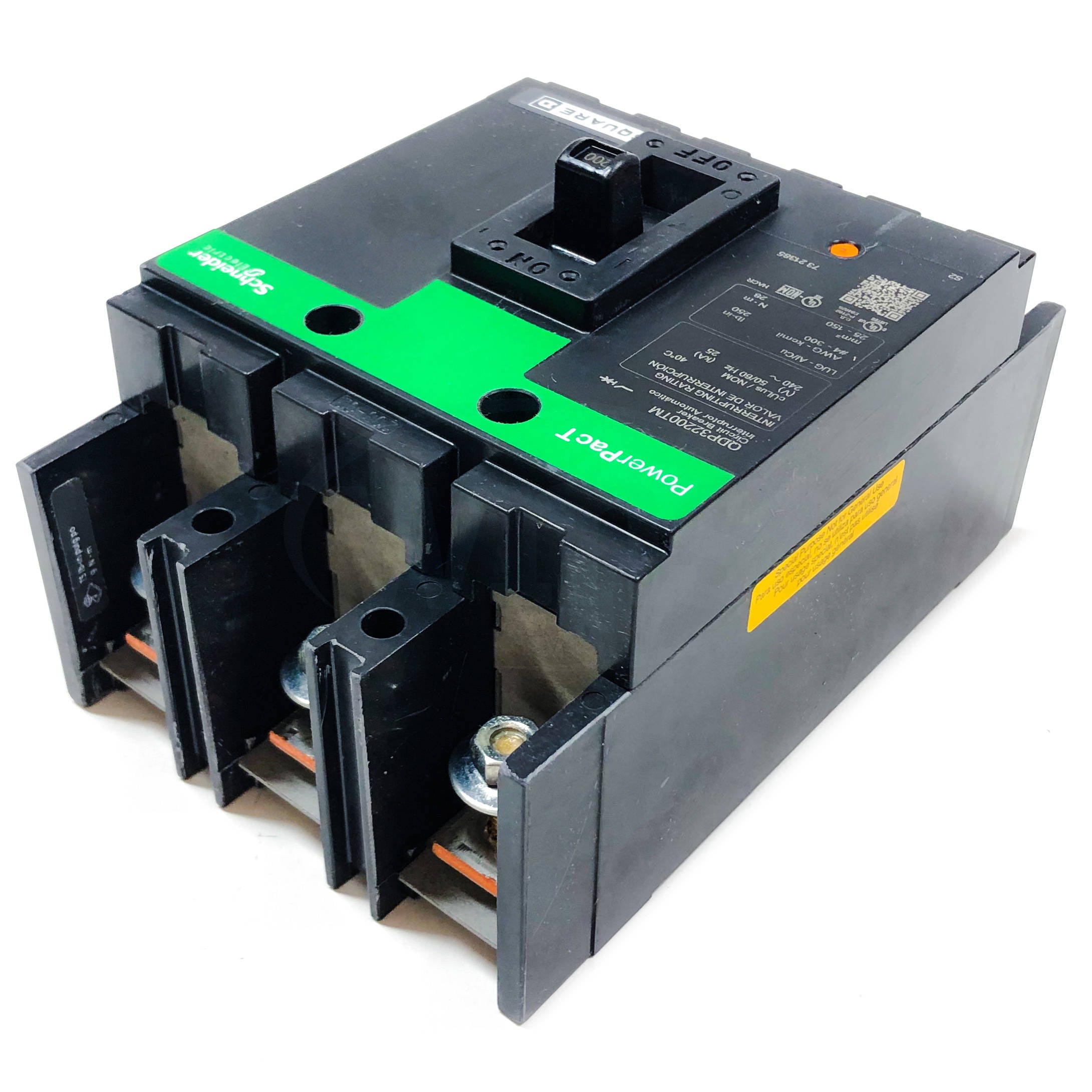Square D QDP32200TM PowerPack Circuit Breaker, 3 Pole, 200 Amp, 240VAC 50/60Hz