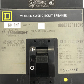 FAL22060WB8041 Square D Circuit Breaker, 60 Amp