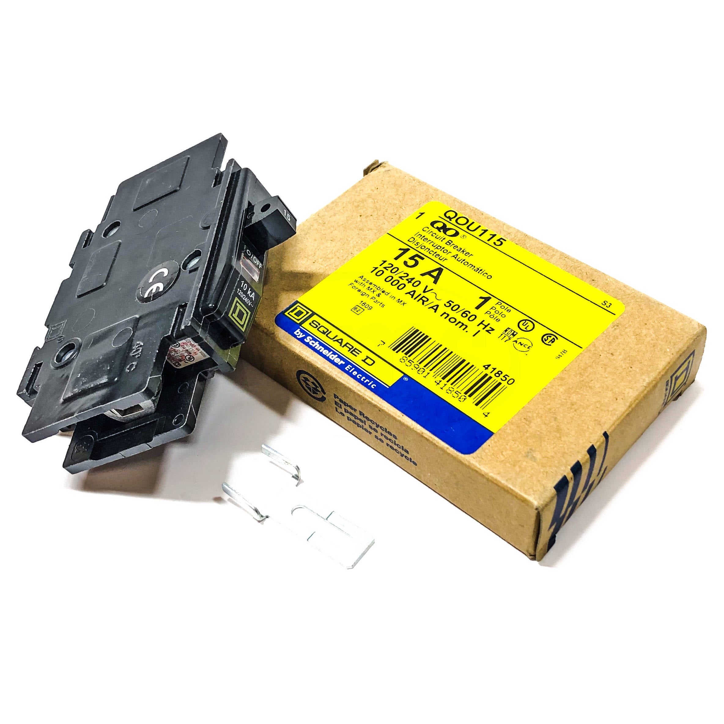 QOU115 Square D Miniature Circuit Breaker, 15 Amp, 1-Pole, 120/240VAC