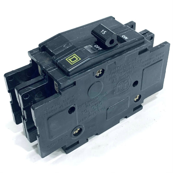 QOU215 Square D Circuit Breaker 15A, 2 Pole, 120/240V AC, 10kA at 120/240V AC