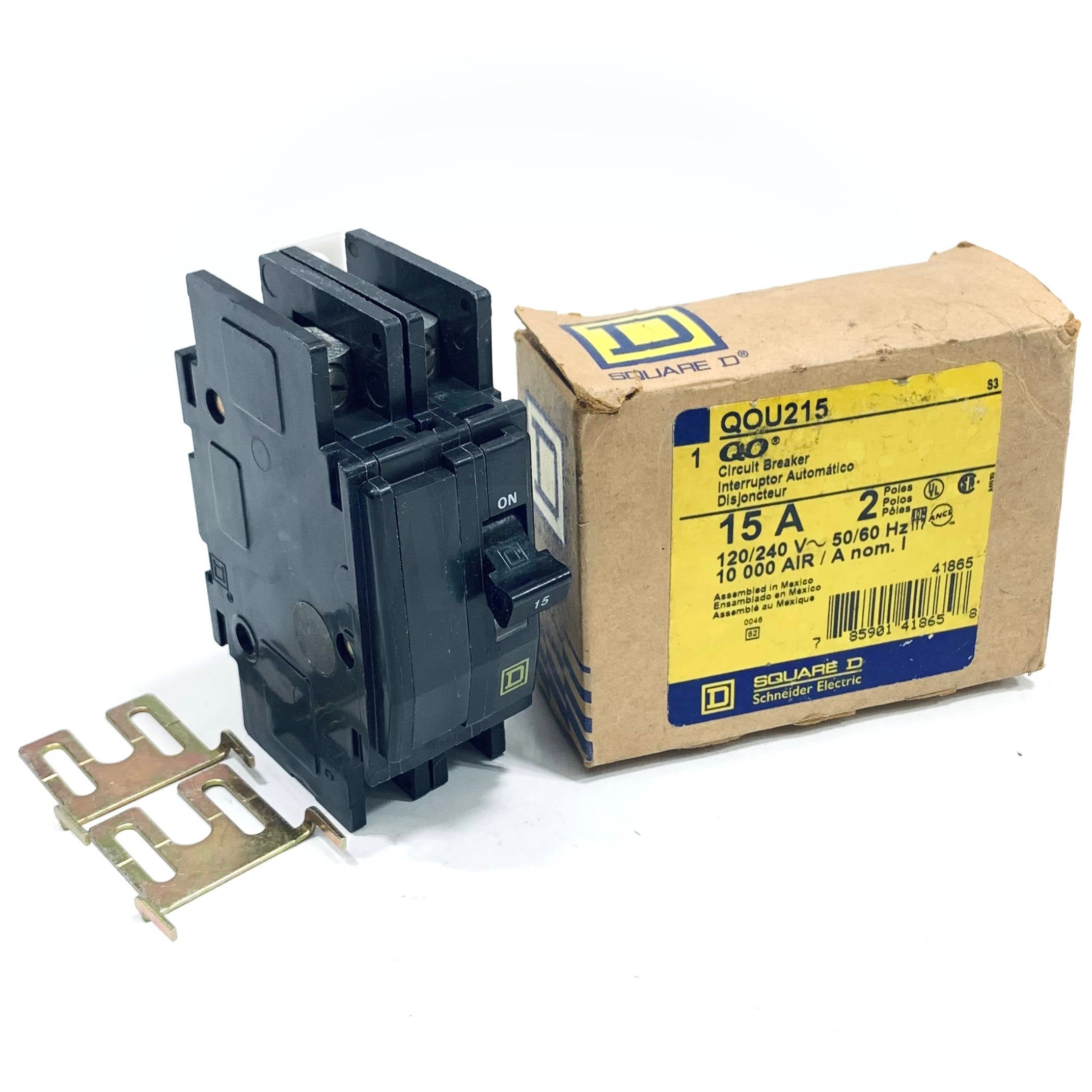 QOU215 Square D Circuit Breaker 15A, 2 Pole, 120/240V AC, 10kA at 120/240V AC