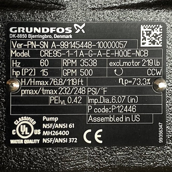99145448 Grundfos 440–480V, 3-Phase High-Efficiency Multistage Centrifugal Pump