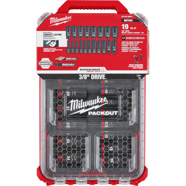 49-66-6801 Milwaukee SHOCKWAVE 3/8" Drive PACKOUT 19 Piece Metric Socket Set