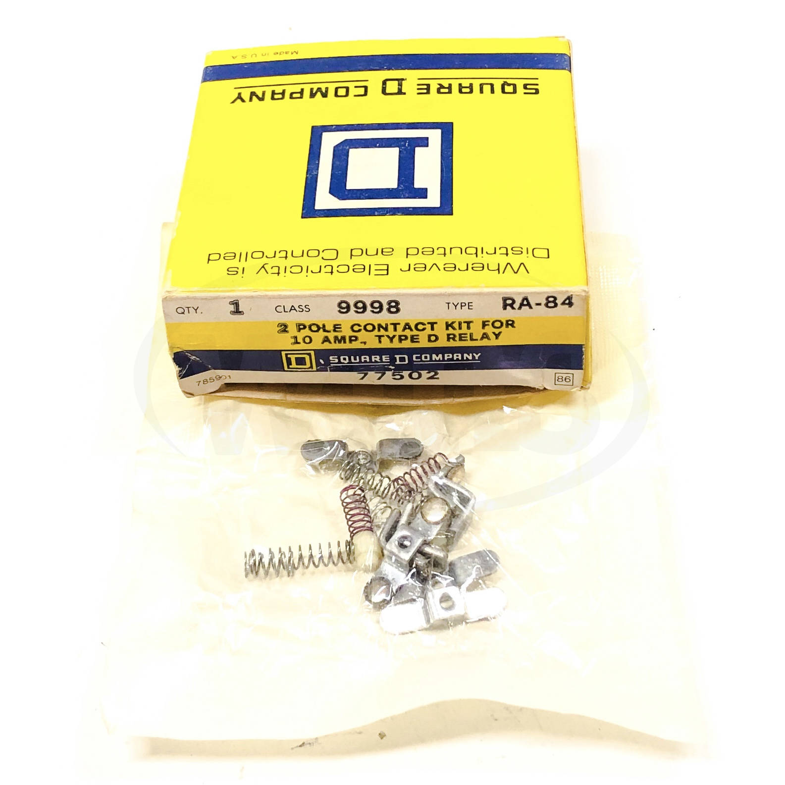 RA-84 Square D 2 Pole Contacts Kit For 10 Amp, Type D Relay, Class 9998, 77502 - 0