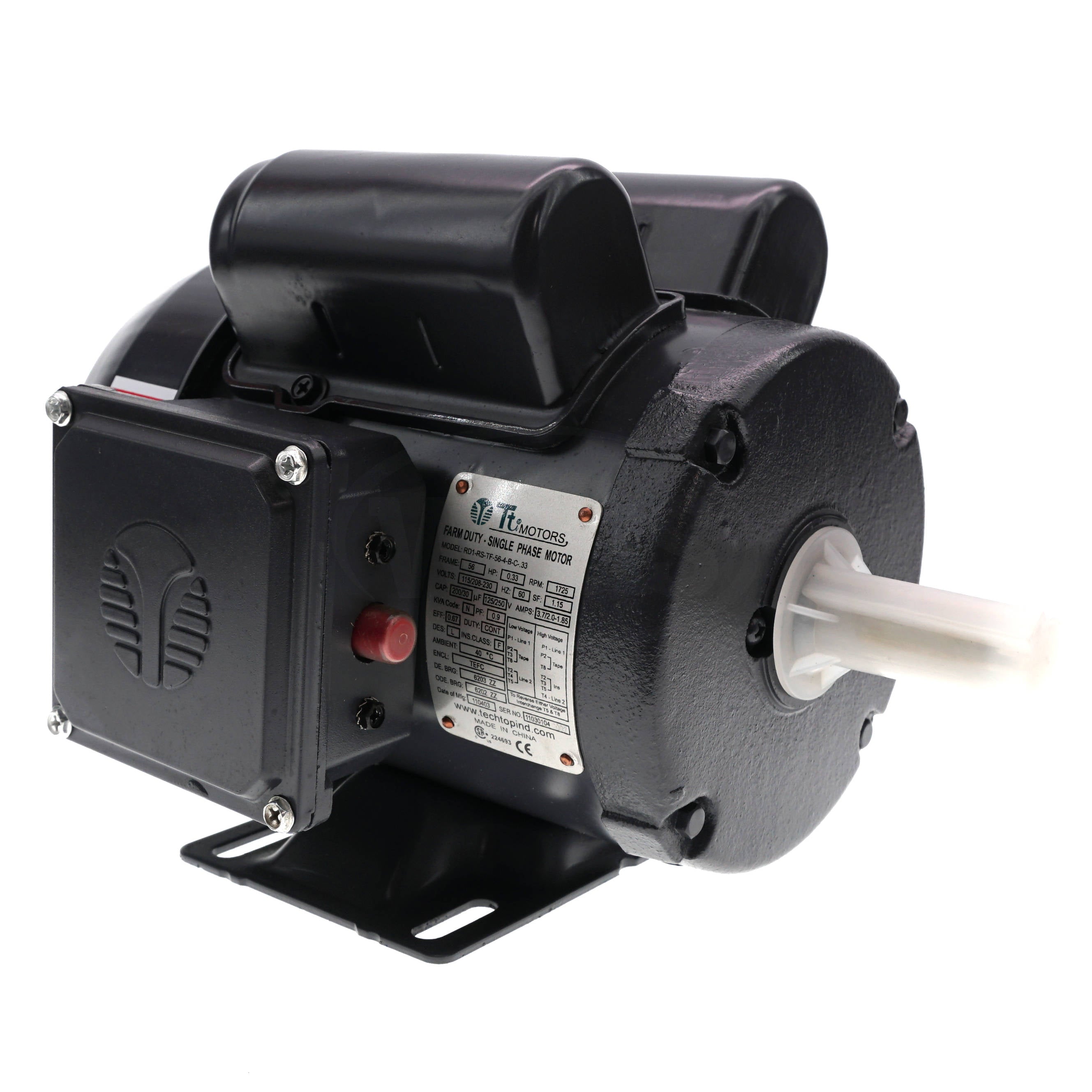 RD1-RS-TF-56-4-B-C-.33 Techtop 1/3HP Farm Duty Electric Motor, 1800RPM