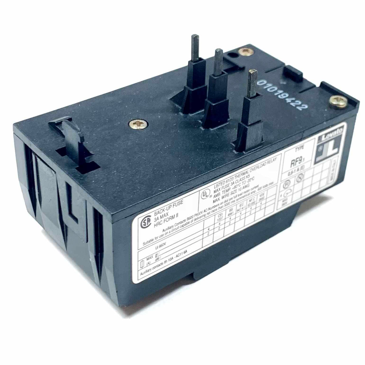 RF9-E Lovato 3P Thermal Overload Relay, 0.6-1A | Witmer Motor Service