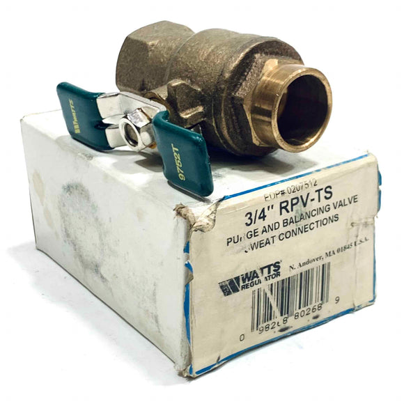 RPV-TS Watts 3/4" Purge And Balancing Valve Sweat Connection