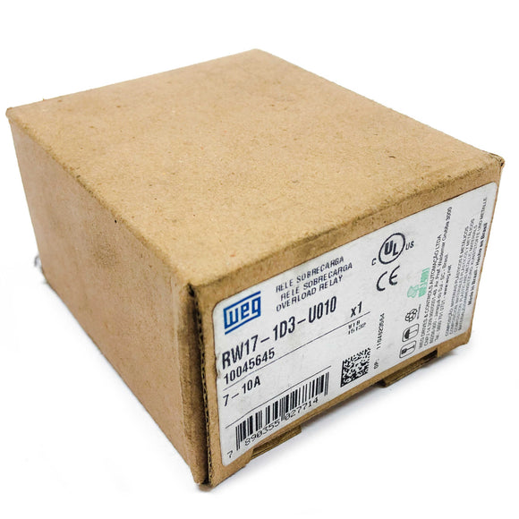 RW17-1D3-U010 WEG Bi-Metallic Thermal Overload Relay, 3-Pole, 7.0 - 10 Amp