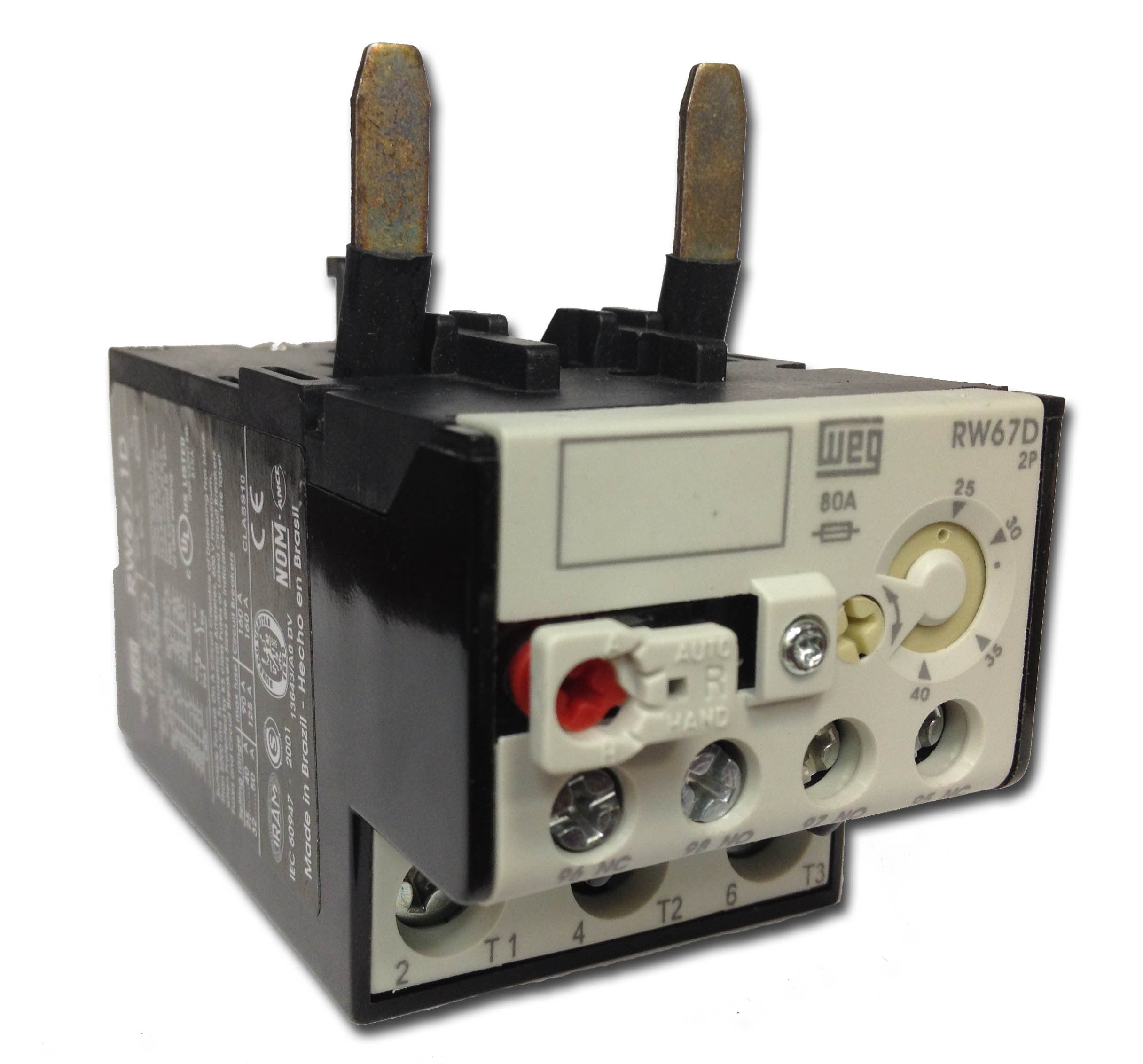 RW67-2D2-U070 WEG Bi-Metallic Thermal Overload Relay, 2-Pole, 57 to 70 Amp