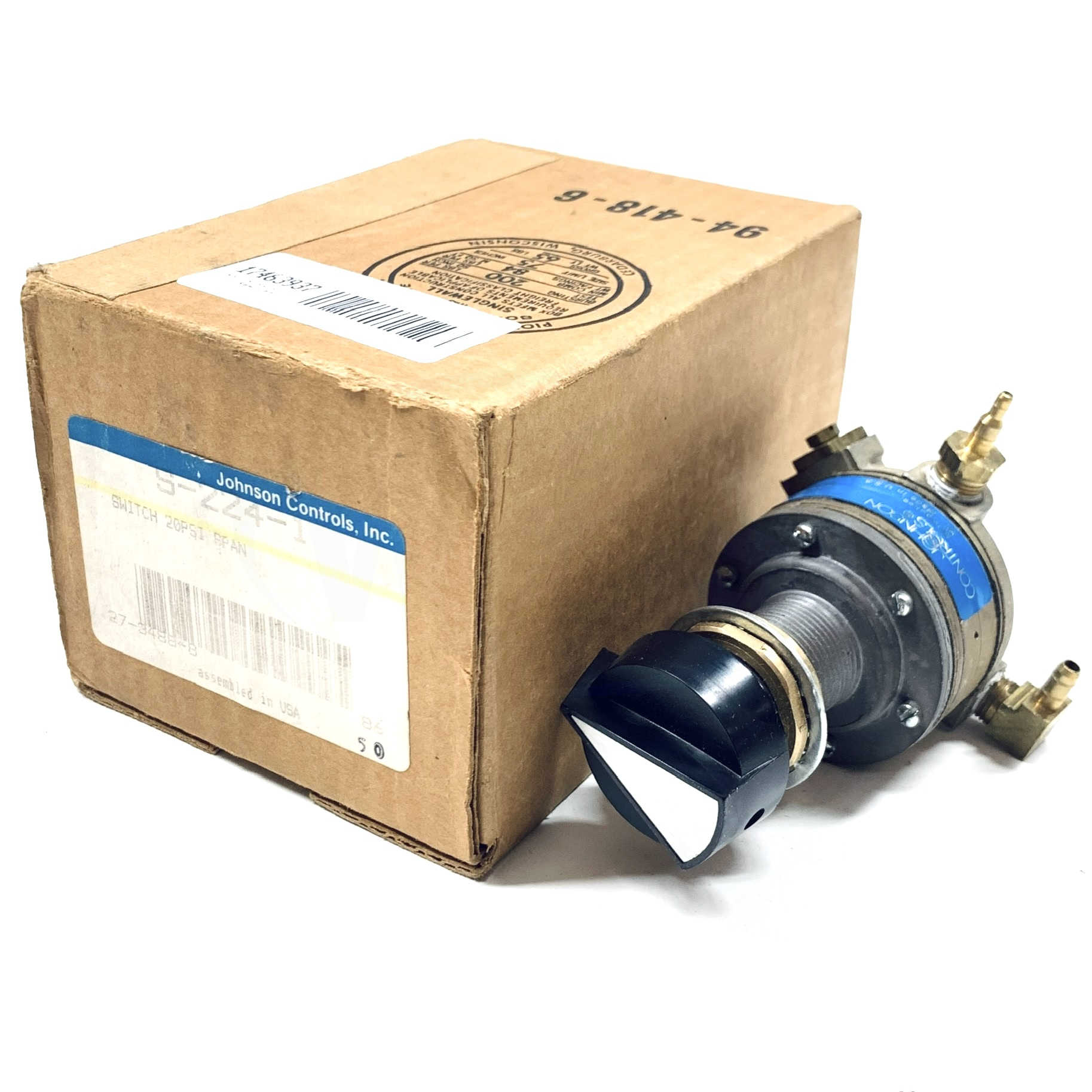 S-224-1 Johnson Controls Pneumatic Gradual Switch, 20psi Span