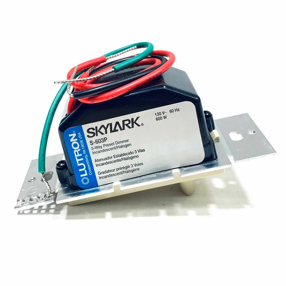 S-603P-IV Lutron Skylark 600W 3-Way Preset Dimmer, (Ivory)